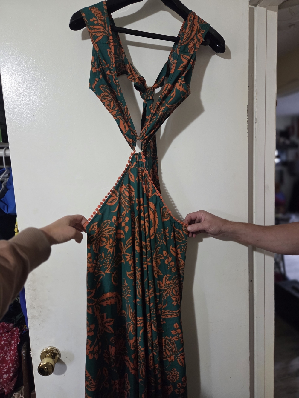 SHEIN Green Maxi Dress with Orange Floral Print